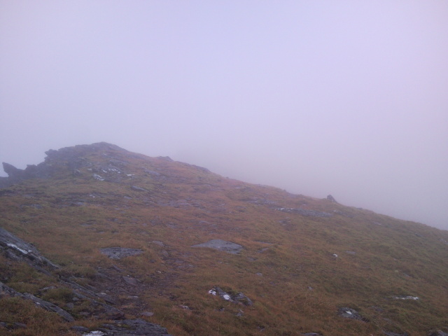view from summit in mist