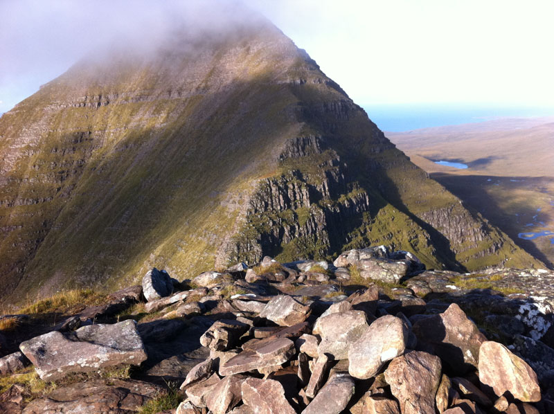 Looking back at the descent down Sgur Mhor from the first horn