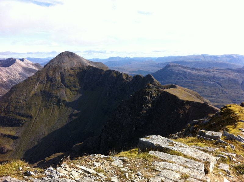 View of the ridge and Am Fasarinen Pinnacles to Liathach - Spidean a'Choire Leith