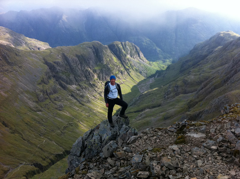 Andrew at Stob Coire Sgreamhach summit