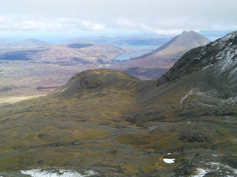 Looking back to Loch Slighachan with Glamaig on the right