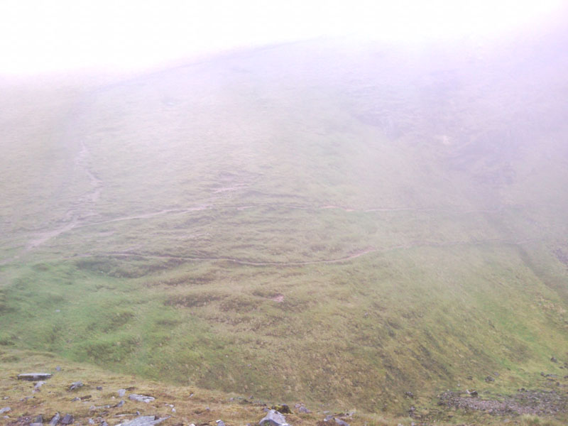 Rare break in the mist looking at the slope up Stob Poite Coire Ardair