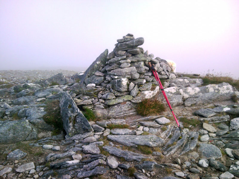 Carn Nan Gobhar summit in the clouds